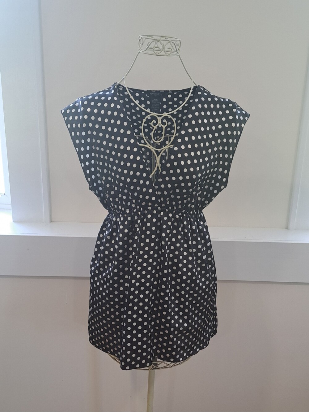 Y2K Eyeshadow Brand Black & White Polka Dot Mini Dress/Tunic Top Size M Coquette
